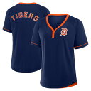 【公式グッズ】MLB タイガース Vネック Tシャツ Fanatics(ファナティクス) レディース ネイビー (FANATICS THROWBACK, REL...