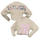 【公式グッズ】MLB ヤンキース 長袖 Tシャツ Fanatics/ファナティクス レディース クリーム (FLORAL PREPPY CROPPED JERSEY)