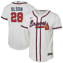【公式グッズ】MLB ブレーブス マット・オルソン ホーム ユニフォーム (レプリカ) Nike ナイキ キッズ ホワイト (2025 Nike Youth R...