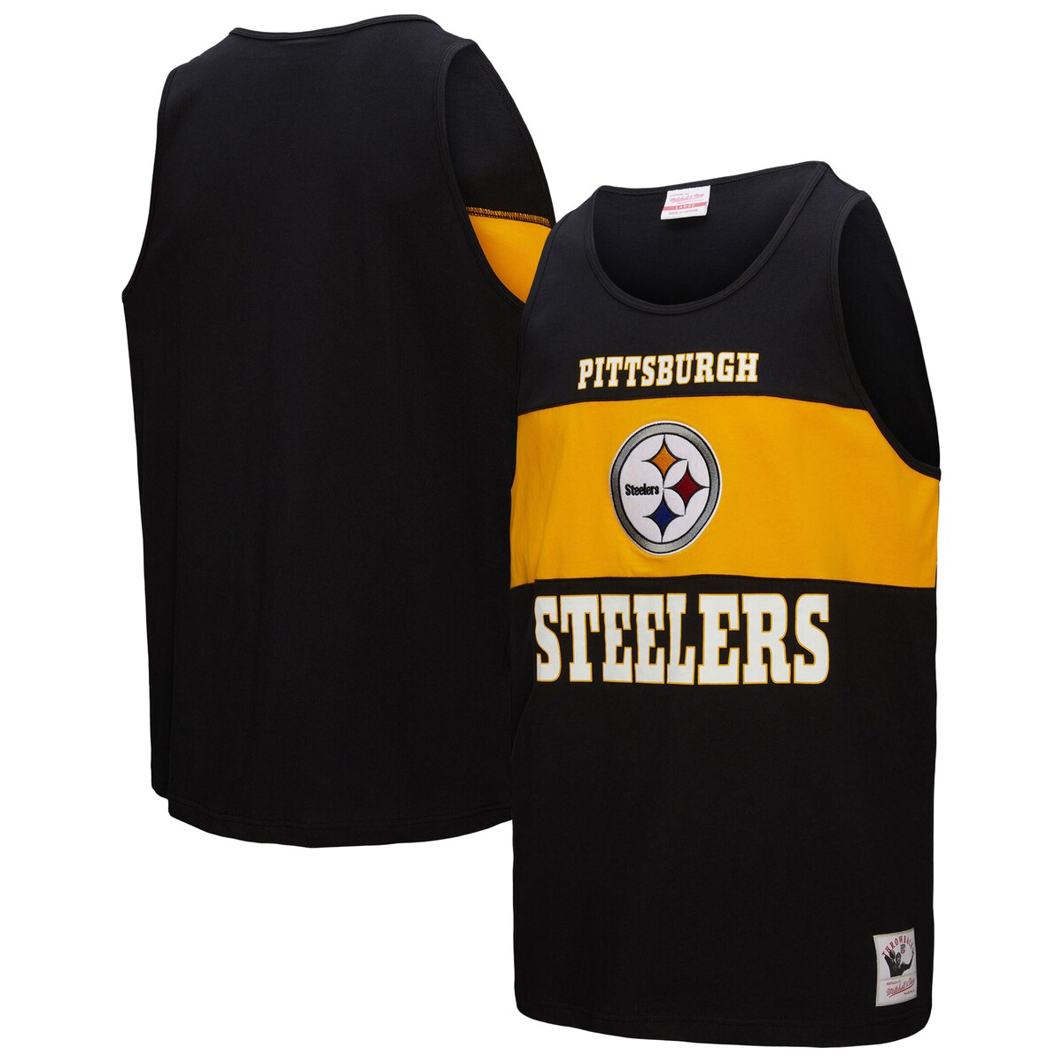 Men's Mitchell & Ness Black Pittsburgh Steelers Retro Colorblock Tank ...