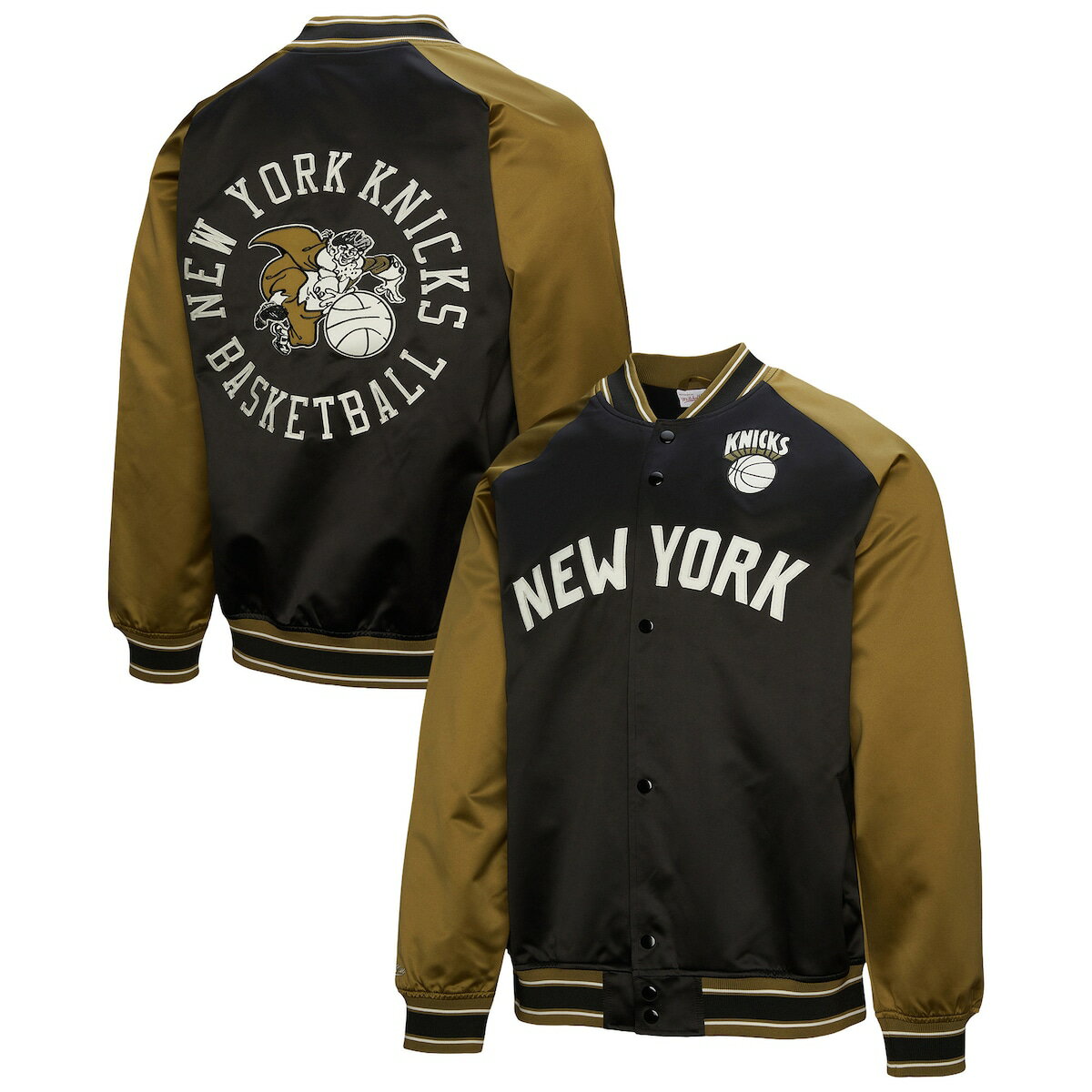 【公式グッズ】NBA ニックス ジャケット Mitchell & Ness/ミッチェル＆ネス メンズ オリーブ (FA25 Mens MNC HWC Double Clutch Fashion Colorway Capsule Satin Jacket)