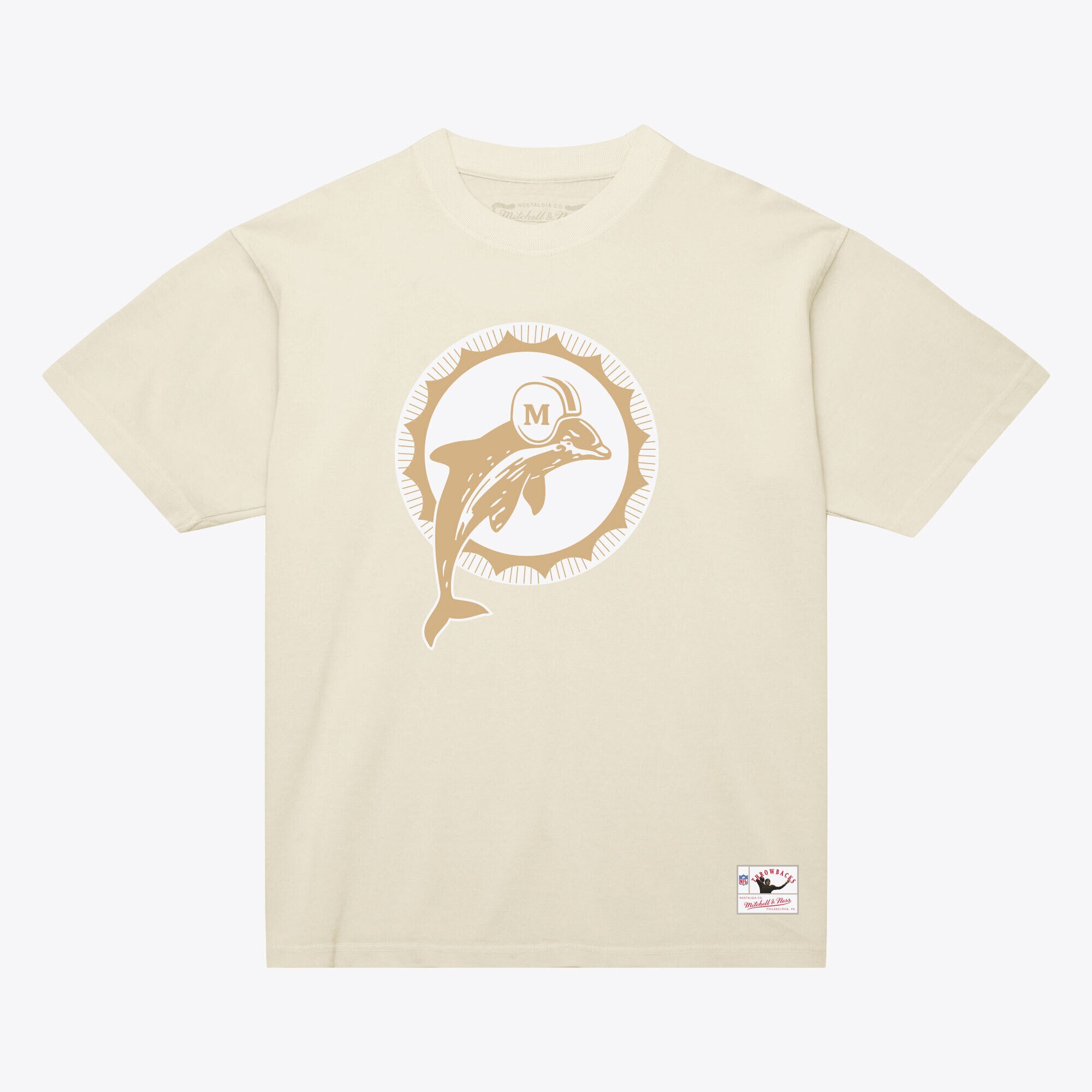 【公式グッズ】NFL ドルフィンズ ダン・マリーノ ネーム&ナンバー Tシャツ Mitchell & Ness/ミッチェル＆ネス メンズ クリーム (NFL Mitchell & Ness Sandman N&N Tee)