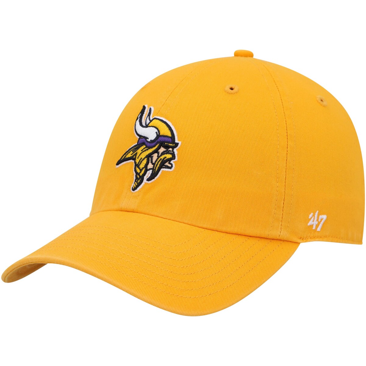 Stay committed to the Minnesota Vikings by wearing this Clean Up Alternate adjustable hat from '47. The unstructured, relaxed design of this cap acts as the perfect canvas for the bold Minnesota Vikings graphics embroidered on the crown. You'll love sporting this piece of headwear on game day.Clip tagUnstructured relaxed fitOne size fits mostSix panels with eyeletsMaterial: 100% CottonOfficially licensedLow crownCurved billBrand: '47Adjustable fabric strap with snap buttonEmbroidered graphics with raised detailsImportedSurface washable