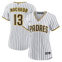 You're the type of San Diego Padres fan who counts down the minutes until the first pitch. When your squad finally hits the field, show your support all game long with this Manny Machado Replica Player jersey from Nike. Its classic full-button design features crisp player and San Diego Padres applique graphics, leaving no doubt you'll be along for the ride for all 162 games and beyond this season.Replica JerseyShort sleeveMachine wash gentle or dry clean. Tumble dry low, hang dry preferred.Officially licensedImportedJersey Color Style: HomeRounded hemBrand: NikeMaterial: 100% PolyesterFull-button front