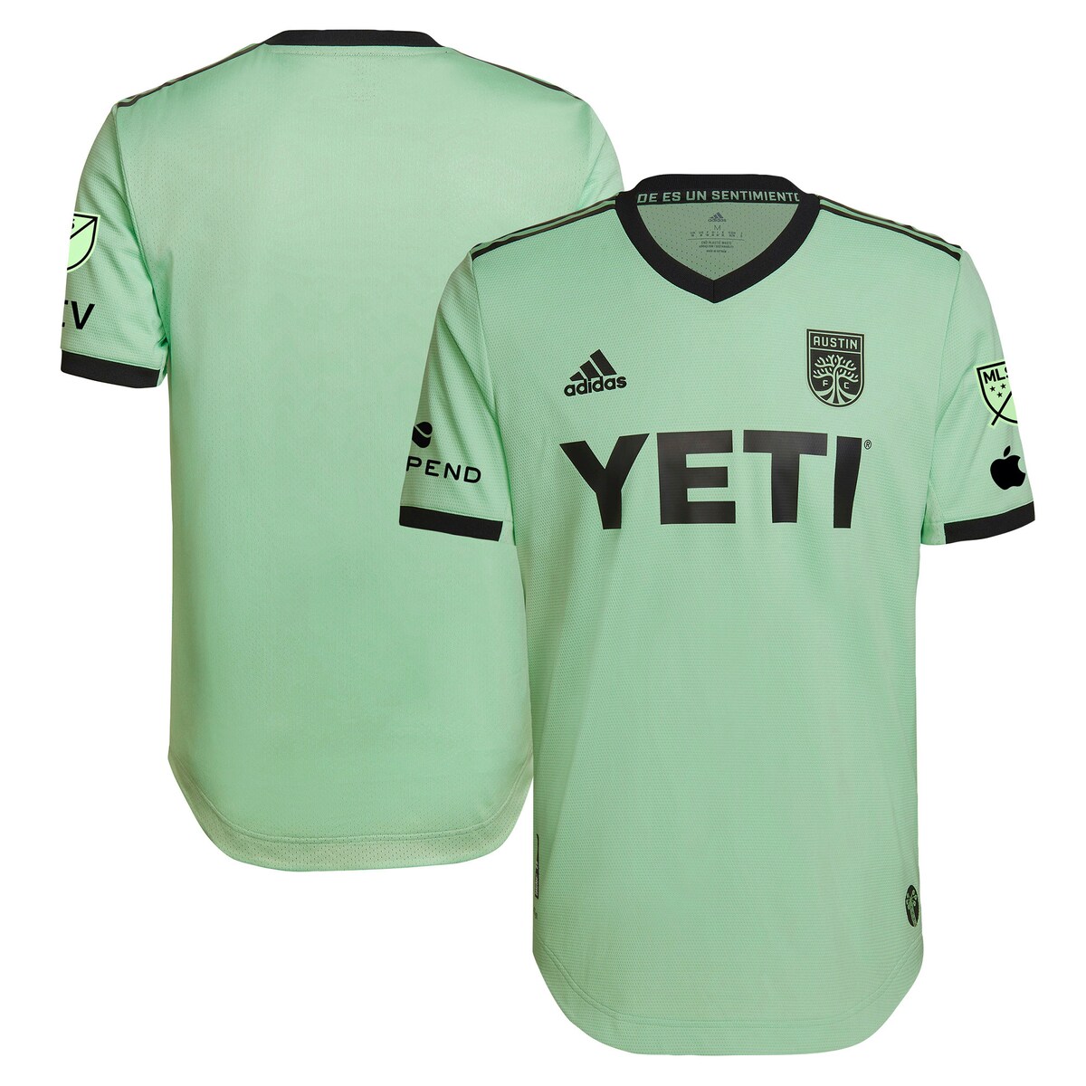 This 2023 The Sentimiento Kit Authentic Jersey from adidas reflects the idea that ''VERDE IS'' more than a color; it is a sentiment or a feeling that Austin FC fans have. The neck tape reads ''VERDE ES UN SENTIMIENTO'' and the jocktag features a moon tower, which is a significant piece of Austin and Austin FC history. The AEROREADY technology and ventilated, mesh panels work together to keep your young fan dry and comfortable all day long.Authentic JerseyHeat-sealed adidas logo on right chestMachine wash, tumble dry lowAEROREADY technology absorbs moisture and makes you feel dryMaterial: 100% PolyesterHeat-sealed team crest on left chestVentilated mesh panel insertsOfficially licensedImportedHeat-sealed sponsor logo on chestBrand: adidasShort sleeveTagless collar for added comfortBack neck taping -no irritating stitch on the back neck