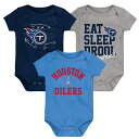 【公式グッズ】NFL タイタンズ ロンパースセット Outerstuff(アウタースタッフ) ベビー ネイビー (23 Newborn Eat, Sleep, Drool Retro 3 Pack Creeper - SMU)(4)