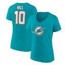 【公式グッズ】NFL ドルフィンズ タイリーク・ヒル Tシャツ Fanatics(ファナティクス) レディース アクア (Women's Player Icon N&N SST)