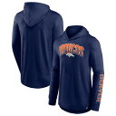 【公式グッズ】NFL ブロンコス 長袖 Tシャツ Fanatics(ファナティクス) メンズ ネイビー (22 NFL 22 NFL Men's Fanatics Branded Front Runner Hoodie)