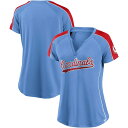 【公式グッズ】MLB カージナルス ラグラン Vネック Tシャツ Fanatics/ファナティクス レディース ブルー (Women's FB True Classic League Diva Biblend Pinstripe SS Tee)