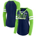 Wear your favorite team's colors loud and proud with this Seattle Seahawks True to Form T-shirt from Fanatics Branded. It features a sporty lace-up V-neckline and Seattle Seahawks graphics accentuated by the contrasting stripes. Plus, raglan sleeves provide a little extra arm room for better movement.Rounded hemMachine wash, tumble dry lowScreen print graphicsOfficially licensedLong sleeveV-neck with lace-up detailSewn-on sleeve stripesImportedMaterial: 50% Cotton/50% PolyesterBrand: Fanatics BrandedRaglan sleeves