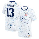 Look and feel like the real deal by adding this Alex Morgan 2023 Home Authentic Jersey to your game day wardrobe. This Nike jersey features Dri-FIT technology that keeps you dry and comfortable for all 90 minutes of the match. Its replica design and USWNT graphics will have you feeling like you're part of the squad when the team takes the pitch on matchday.Officially licensedAuthenticMaterial: 100% PolyesterBrand: NikeVentilated mesh panel insertsDri-FIT technology wicks away moistureTagless collar for added comfortWoven Authentic Nike jock tag on left hemImportedMachine wash gentle or dry clean. Tumble dry low, hang dry preferred.Sewn on embroidered team crest on left chestEmbroidered Nike logo on right chest