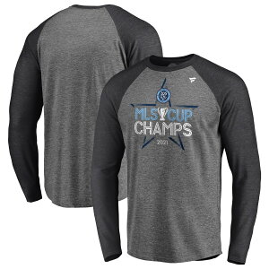 エントリーでポイント 5倍【公式グッズ】MLS ニューヨーク・シティFC 長袖 Tシャツ Fanatics(ファナティクス) メンズ ヘザーグレイ (NUT Men's 2021 MLS Cup Champs Locker Room LS Tee)