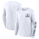 【公式グッズ】MLB ヤンキース 長袖 Tシャツ Fanatics(ファナティクス) メンズ ホワイト (Men's Fanatics Branded Press Box Long Sleeve Tee)