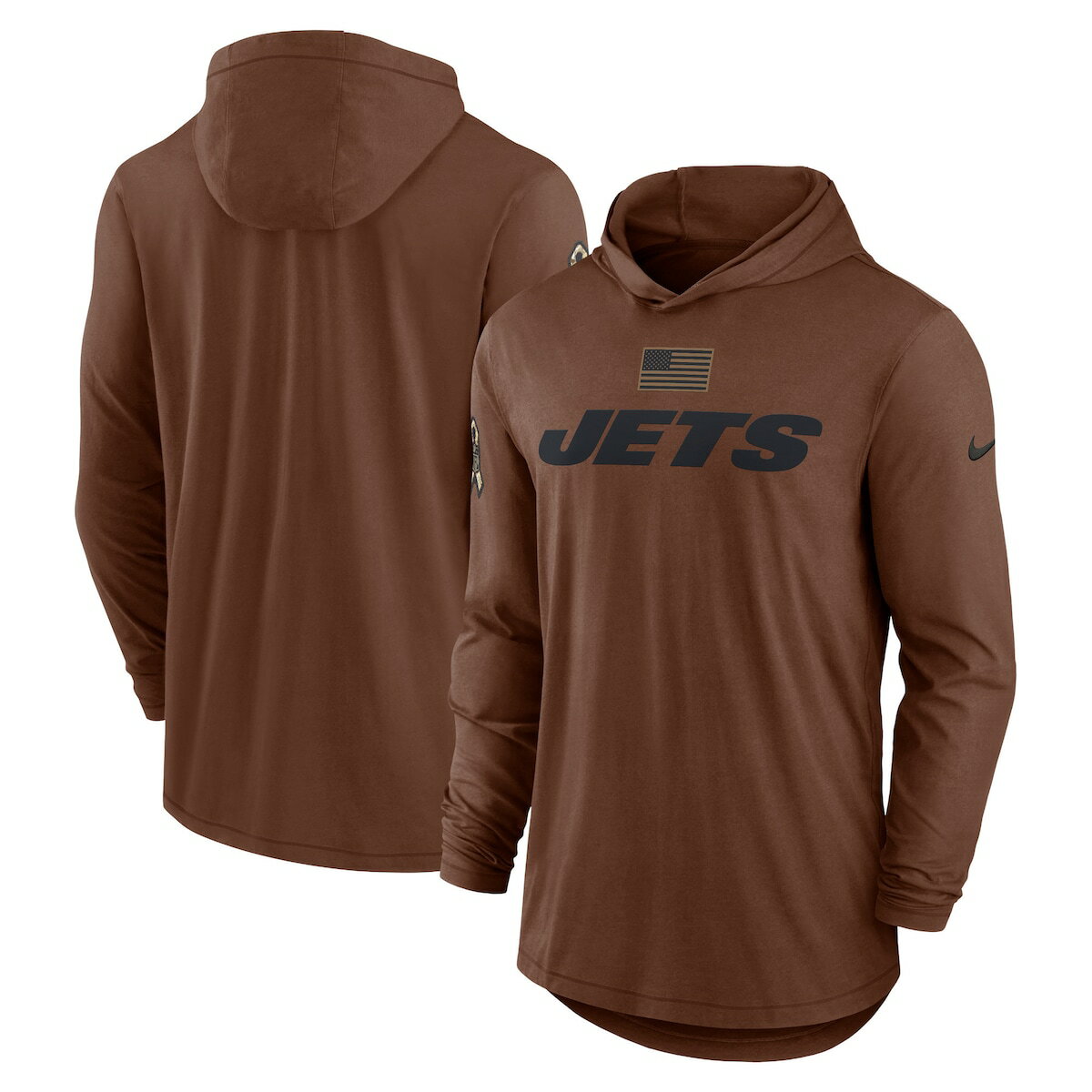 【公式グッズ】NFL ジェッツ 長袖 Tシャツ Nike ナイキ メンズ ブラウン (23 MEN'S NIKE STS LS LHTWHT HOODIE TOP)