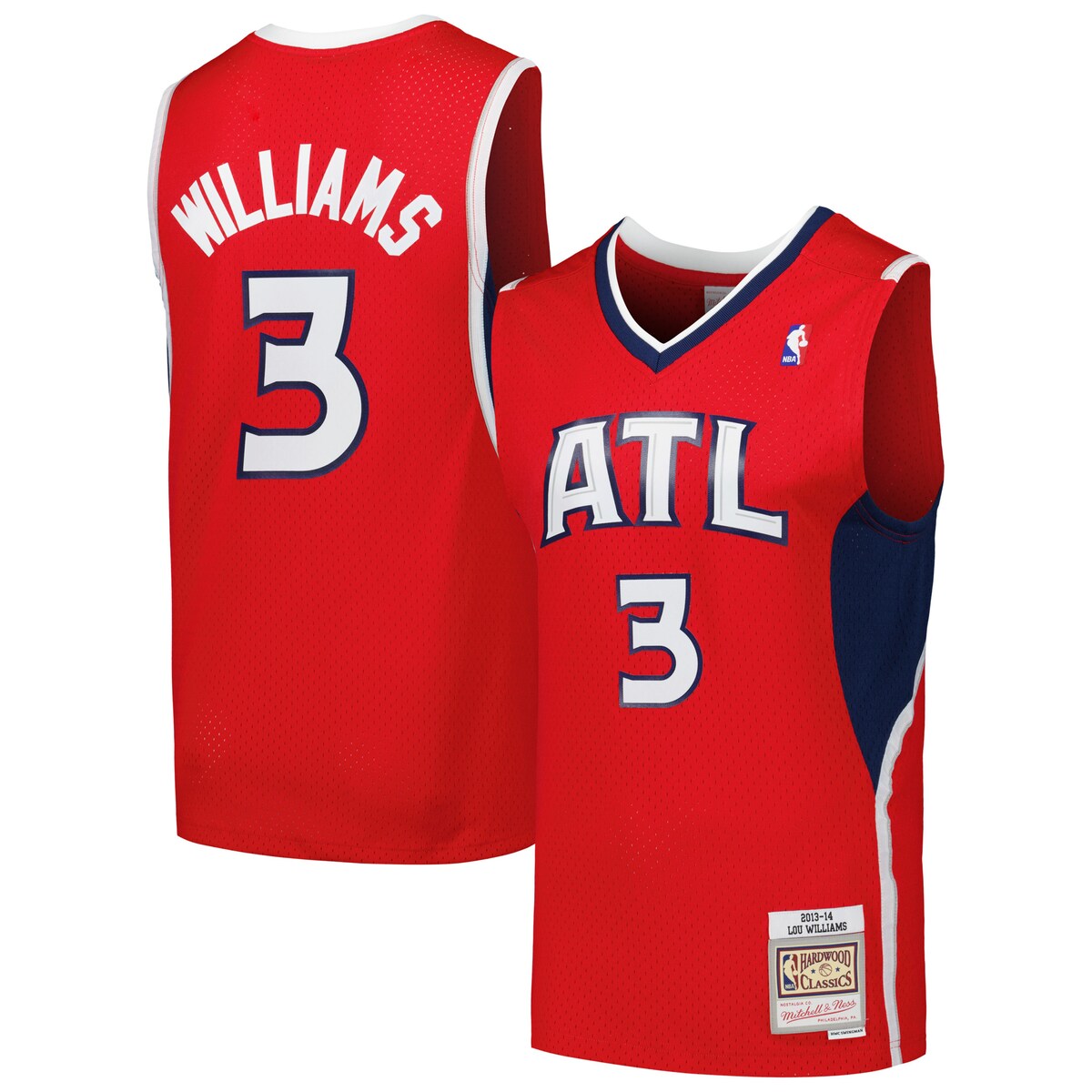 【公式グッズ】NBA ホークス ルー・ウィリアムズ ユニフォーム Mitchell & Ness/ミッチェル＆ネス メンズ レッド (MNC Mens Swingman Jersey)