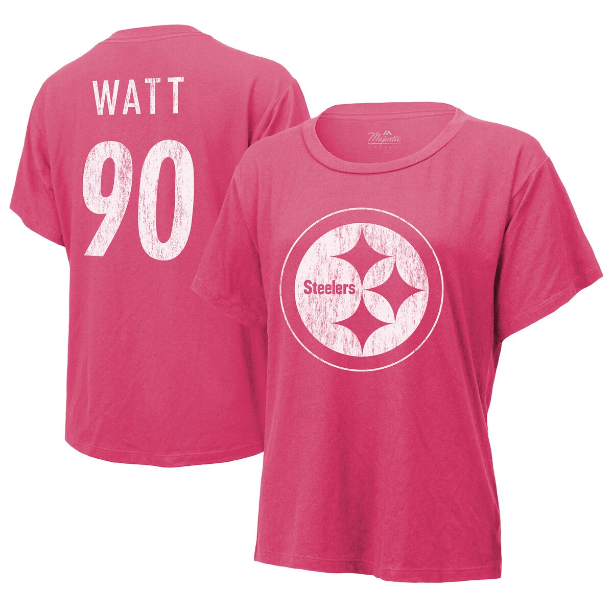 NFL スティーラーズ T.J.ワット Tシャツ Majestic(マジェスティック) レディース ピンク (Women's Pink SST)