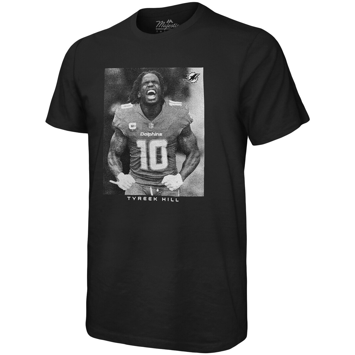 【公式グッズ】NFL ドルフィンズ タイリーク・ヒル Tシャツ Majestic/マジェスティック メンズ ブラック (Men's Player Image Oversized SST)