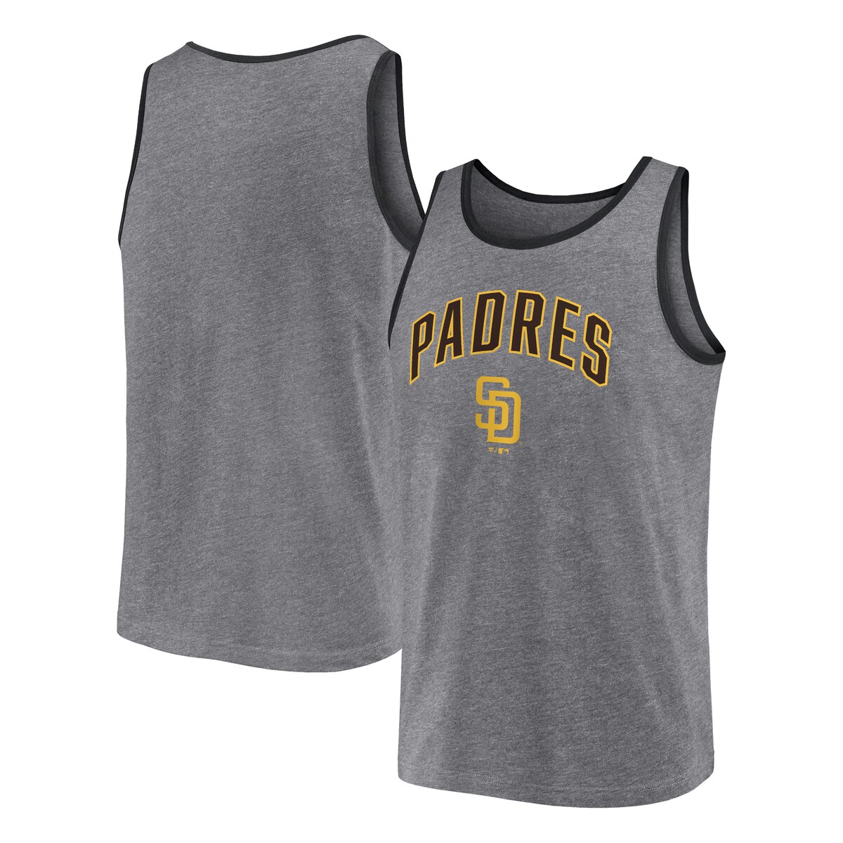 On sunny days, keep cool in this San Diego Padres tank top from Fanatics Branded. Its contrasting team-color trim highlights the primary logo printed across the front. With heathered fabric adding appeal and softness, this top is a go-to on any San Diego Padres game day.Machine wash, tumble dry lowScoop neckMaterial: 50% Cotton/50% PolyesterHeat sealed graphicsImportedOfficially licensedBrand: Fanatics BrandedSleeveless