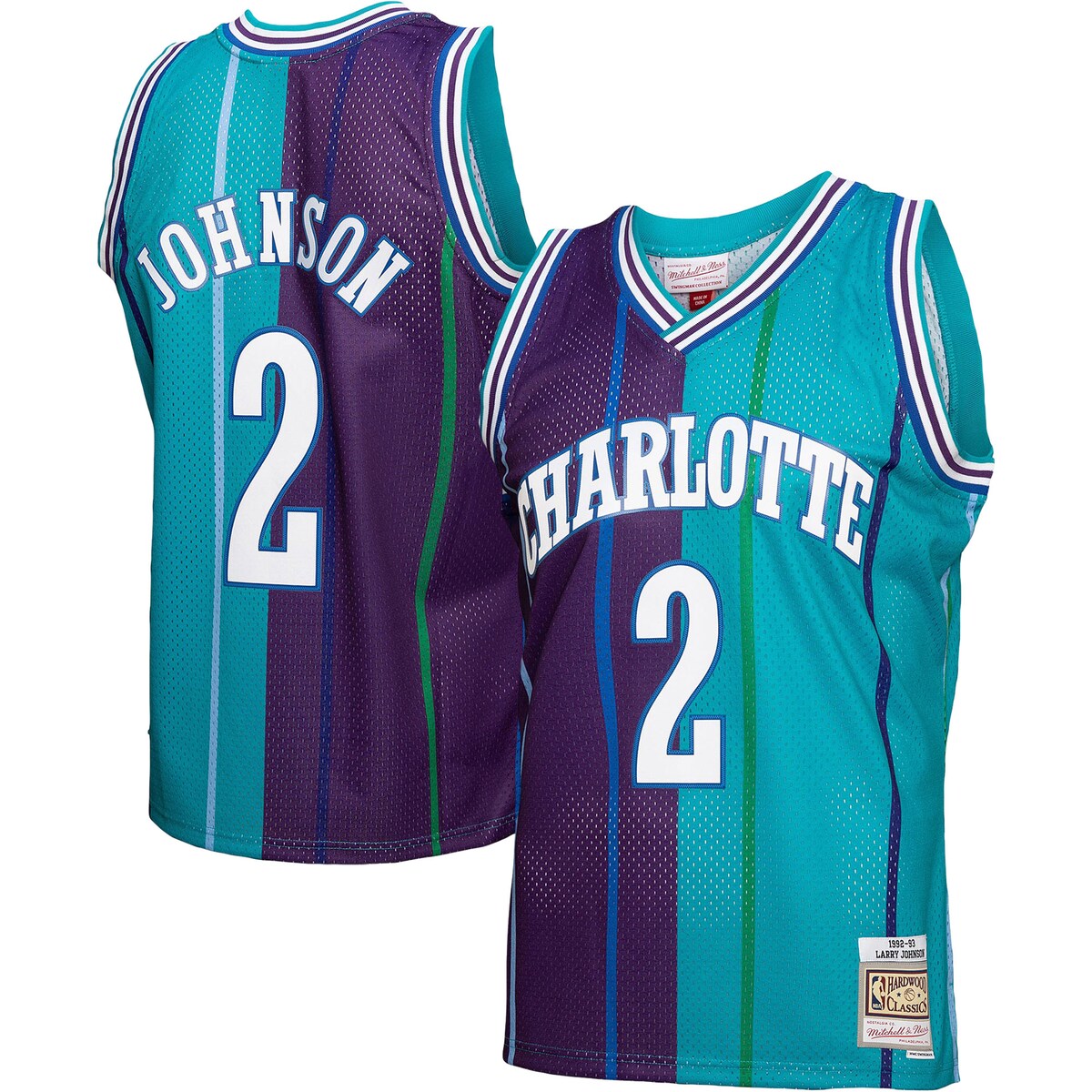 NBA ホーネッツ ラリー・ジョンソン ユニフォーム Mitchell & Ness（ミッチェル＆ネス） メンズ ティール (MNC NBA SPLIT SWINGMAN JERSEY)