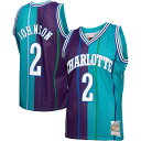 Showcase your love for Charlotte Hornets great Larry Johnson by sporting this 1992/93 Split Swingman jersey by Mitchell & Ness. It features a throwback Hardwood Classics design with noticeable Larry Johnson graphics that boast your team spirit loud and proud. Additionally, mesh fabric and a lightweight construction offer comfort and breathability.SleevelessMachine wash, line drySwingman ThrowbackOfficially licensedWoven jock tagSide split hemImportedMaterial: 100% PolyesterSublimated graphicsMesh fabricBrand: Mitchell & NessHeat-sealed fabric applique