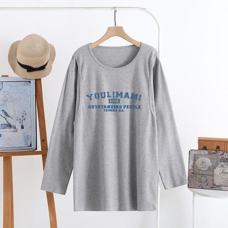 カジュアル トップス マタニティーウエア 長袖tシャツ 授乳口付き ロング丈 産後 ...