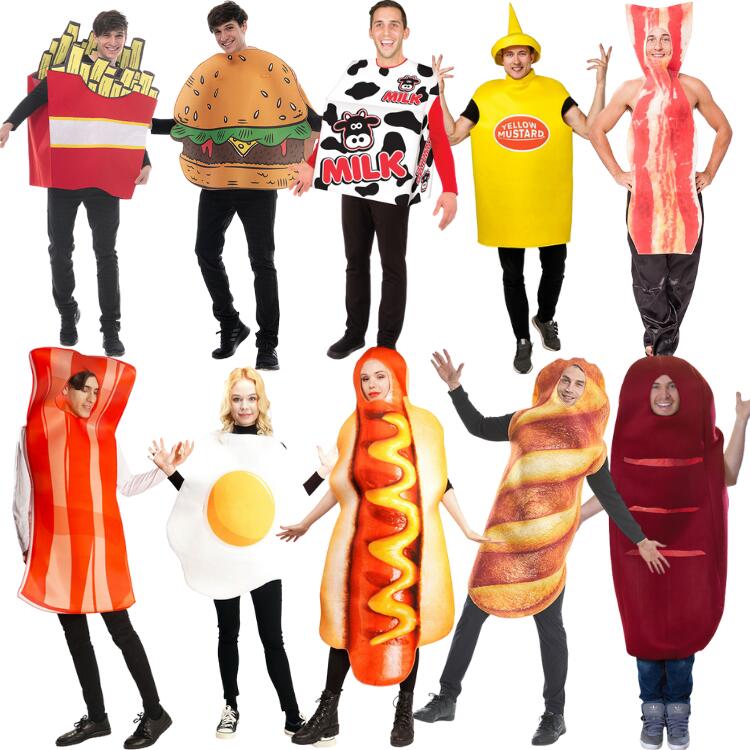 ハロウィーン衣装 Halloween変装 コスチューム 変装 食べ物 ハロウイン 仮装 ファストフード おもしろい カップル 大人用 フード ポテトフライ ケーキ ピザ 西瓜 バ 人参 ジャムトースト