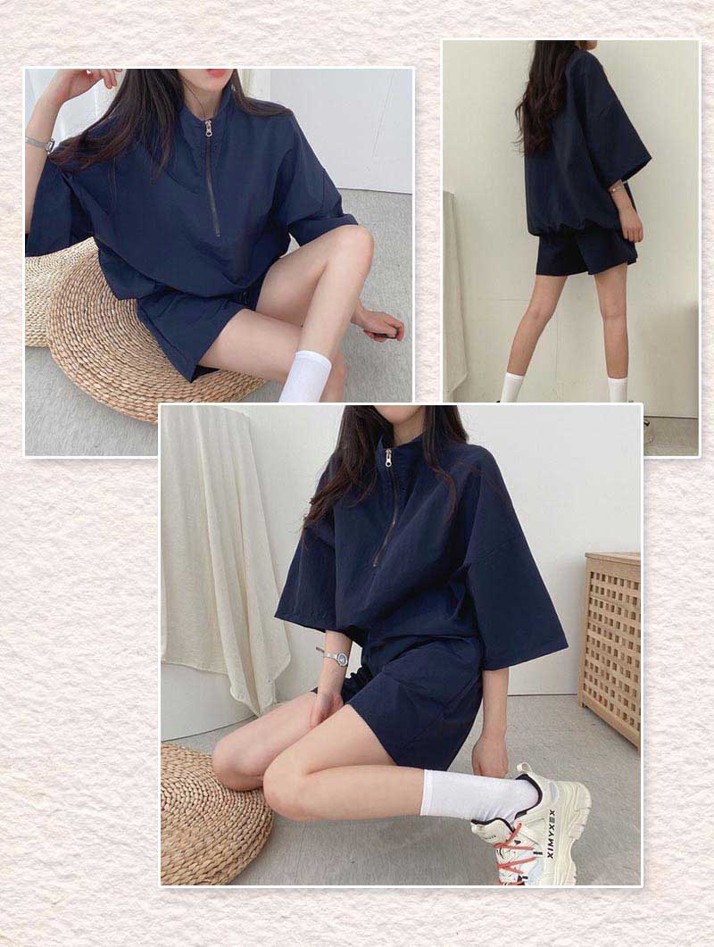 セットアップ レディース 2点セット 五分袖 夏服 かわいい ゆったり 半袖Tシャツ+ショートパンツ トップス パンツ 薄手 シャツ 春夏 無地 可愛い 通学 通勤 衣装 カジ 女装 おしゃれ fancacademy-10010238 FANCアカデミー 楽天市場店 サンプル画像2