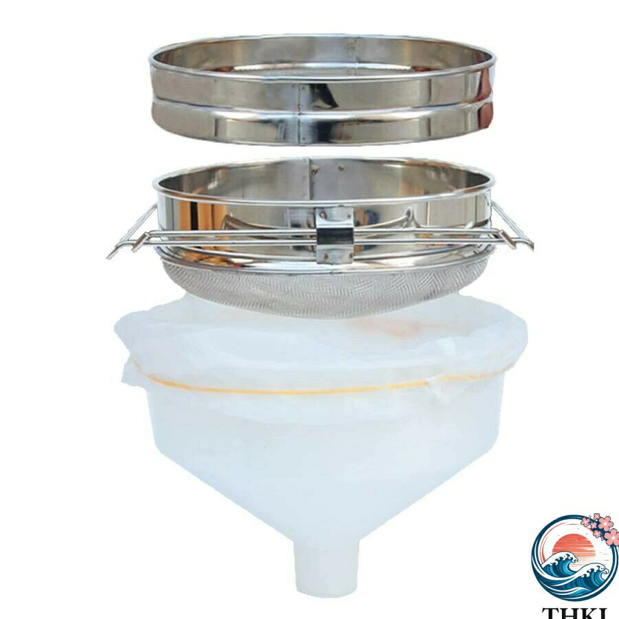 養蜂 器具 蜂蜜 こし器 ワックス はちみつ ろ過器 3重ステンレス 蜜こし器 園芸 ふるい 3段ブラシ