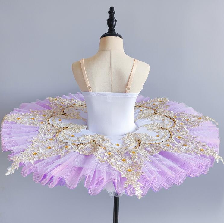 FANCアカデミー 楽天市場店の子供 バレエダンス 演出服 レース バレエ衣装 形態安定 チュールワンピース 女の子 チュチ ワンピース＋タイツ＋腕花 3点セット バレエ プリンセス風 新体操 ボリューム チュチュ｜アングル3