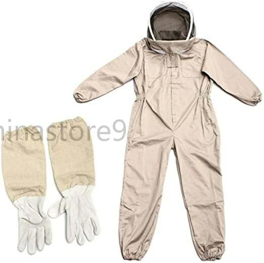 養蜂用 防護服 スズメバチ 蜂防護服 作業服 上下セット 手袋付き 養蜂ジャケットベール ユニセック プロ防護服 フェイスネット付
