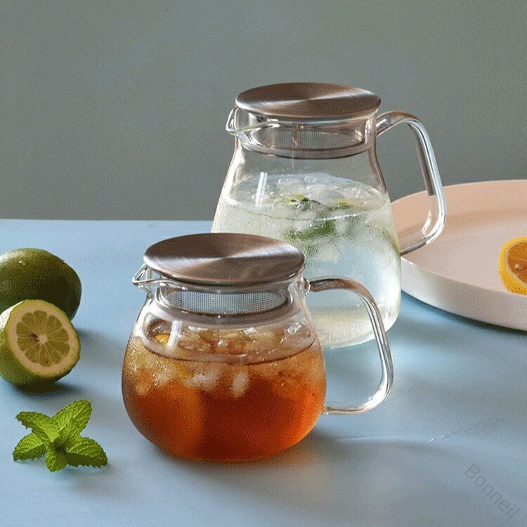 耐熱ガラス ティーポット ステンレス蓋 茶こし付き ワンタッチティーポット 500ml 800ml コーヒーポット お茶 紅茶 ハーブティー 緑茶 ポット 耐熱 耐寒 シンプル 食洗機対応 2~3人用