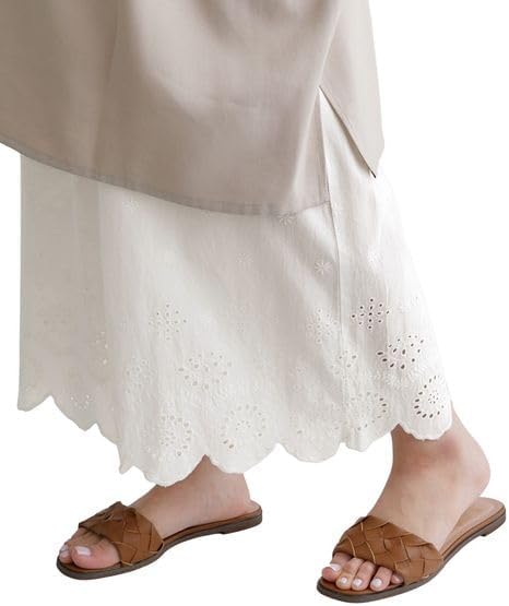 ペチパンツ レース ペチコート パンツ ロング 裾レース 春夏秋 九分丈 マキシ ボトムス ワイド 下着 レディース 重ね着 レイヤード かわいい ナチュラル シンプル 大人 コットン 綿