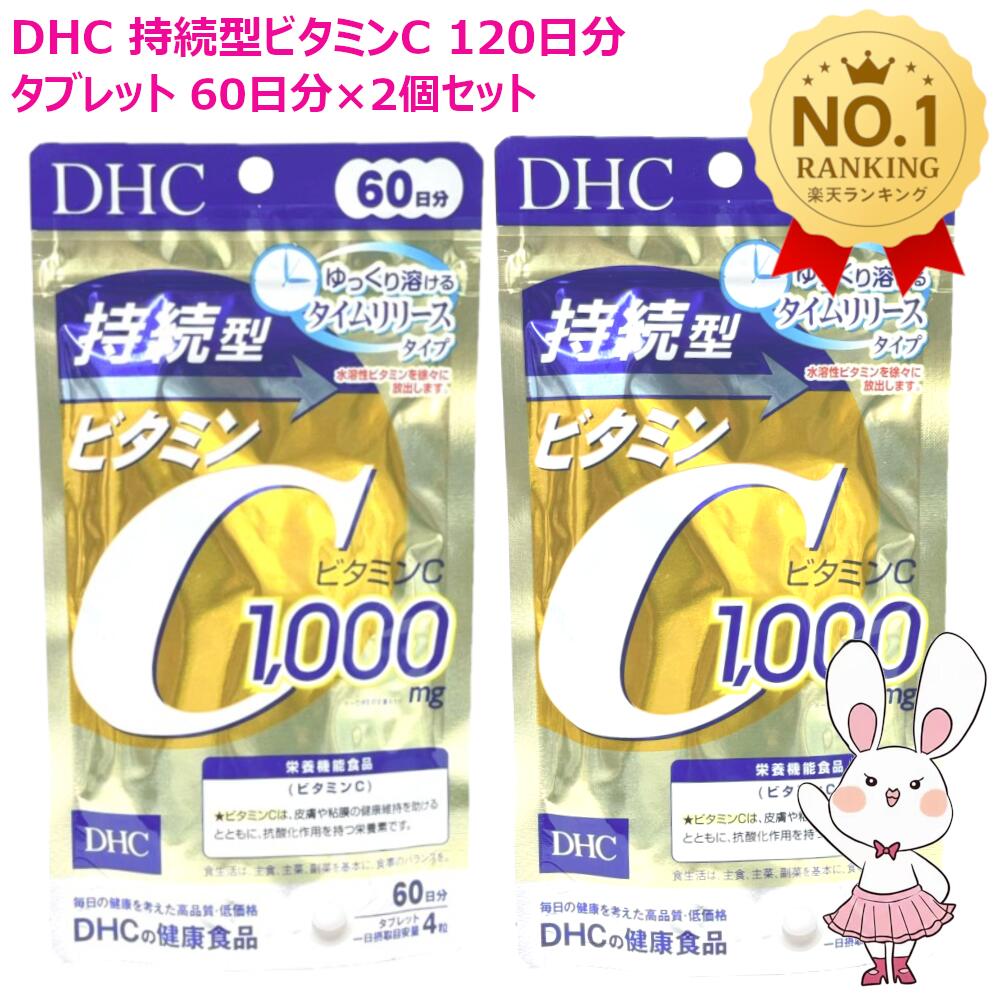 【賞味期限2028年3月・2個セット】DHC 持続型ビタミンC 120日分 60日分×2個セット サプリメント 栄養機能食品 VC ディーエイチシー タイムリリース処方 健康食品 栄養補助食品 美容サポート 健康維持 毎日続けやすい 栄養補給 水溶性ビタミン 代謝スピード