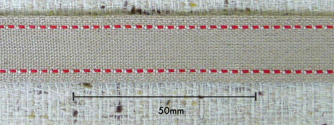 麻混ステッチリボン　18mm《価格は1mのお値段です・巻単位購入50%オフ・1巻＝30m》...