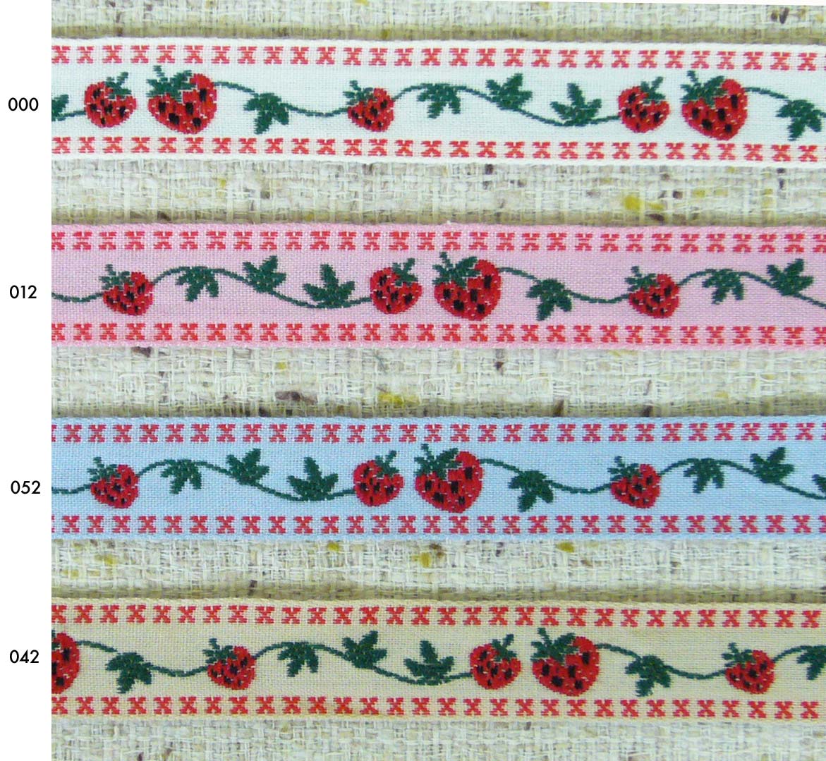 ストロベリーリボン　チロルテープ(幅 :約15mm）《価格は1mのお値段です・巻単位購入50%オフ・1巻＝15m》(No.144-30)