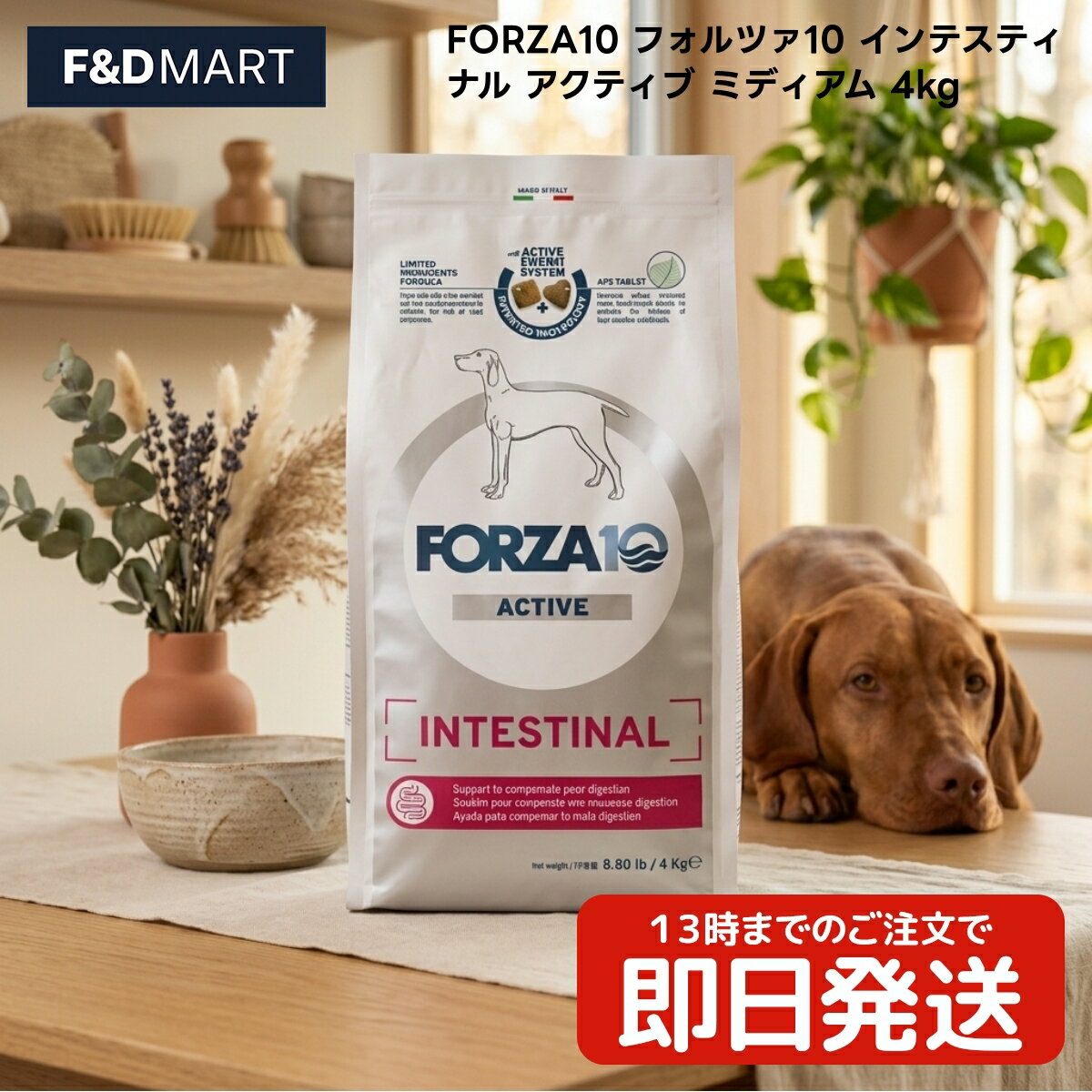 Rakuten - FORZA10 フォルツァ10 インテスティナル アクティブ ミディアム 4kg x3個 成犬用 ドッグフード イタリア産 中粒 エアドライフィッシュ 精米 魚肉使用 イタリア製
