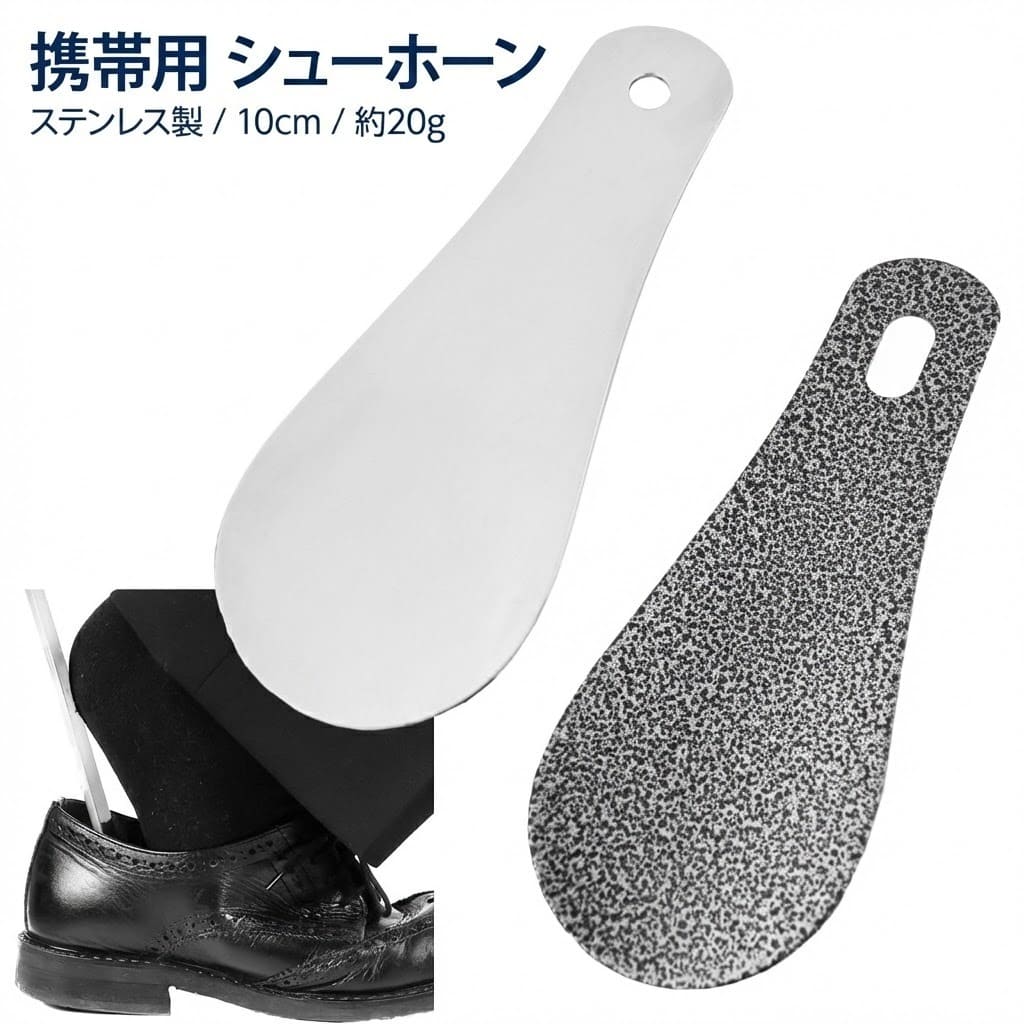 Rakuten - 靴べら 携帯用 ステンレス 10cm シューホーン 短ベラ 軽量 高耐久 頑丈 メンズ レディース ビジネス 旅行 出張 持ち運び 便利