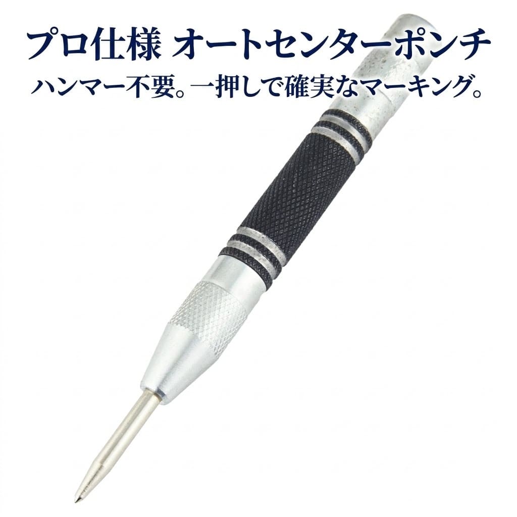 Rakuten - オートセンターポンチ けがき作業 マーキング 目印 スプリング ハンマー不要 打刻 ステンレス パンチング ツール 壁 床 木材 プラスチック アルミ板 DIY 工具 簡単 シンプル 便利