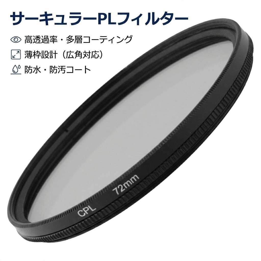 レンズ フィルター CPL 偏光 サーキュラー コントラスト 反射 調整 保護 高透過率 多層加工 薄枠 防水防汚 カメラ 一眼レフ ミラーレス 各メーカー対応