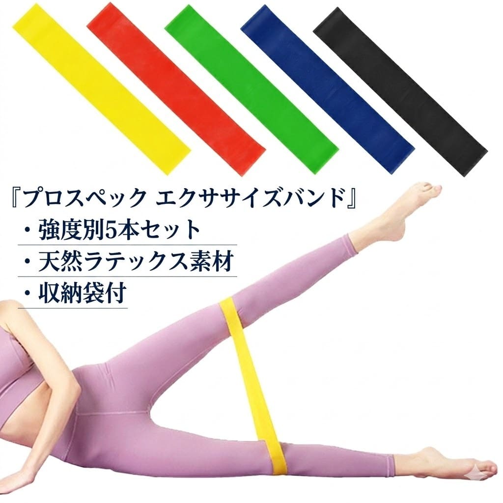 Rakuten - エクササイズ バンド チューブ 強度別 5本セット トレーニング ストレッチ ヨガ フィットネス ピラティス ジム 体幹 運動 筋トレ インナーマッスル スクワット ダイエット 器具 美尻 収納袋