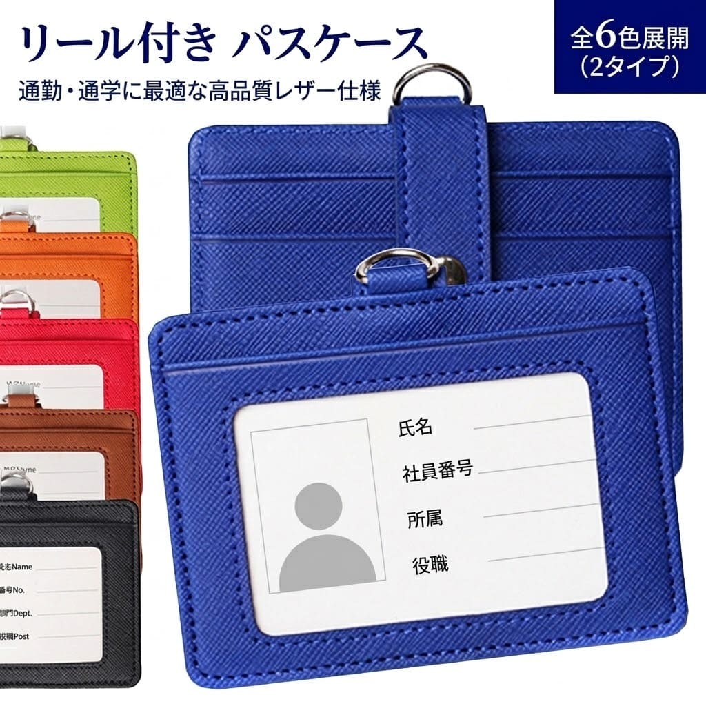 Rakuten - パスケース 定期入れ icカード 伸びる リール付き レザー 免許証入れ 免許証ケース 可愛い おしゃれ 定期入れ レディース メンズ 社会人 大人 学生 子供 通勤 通学