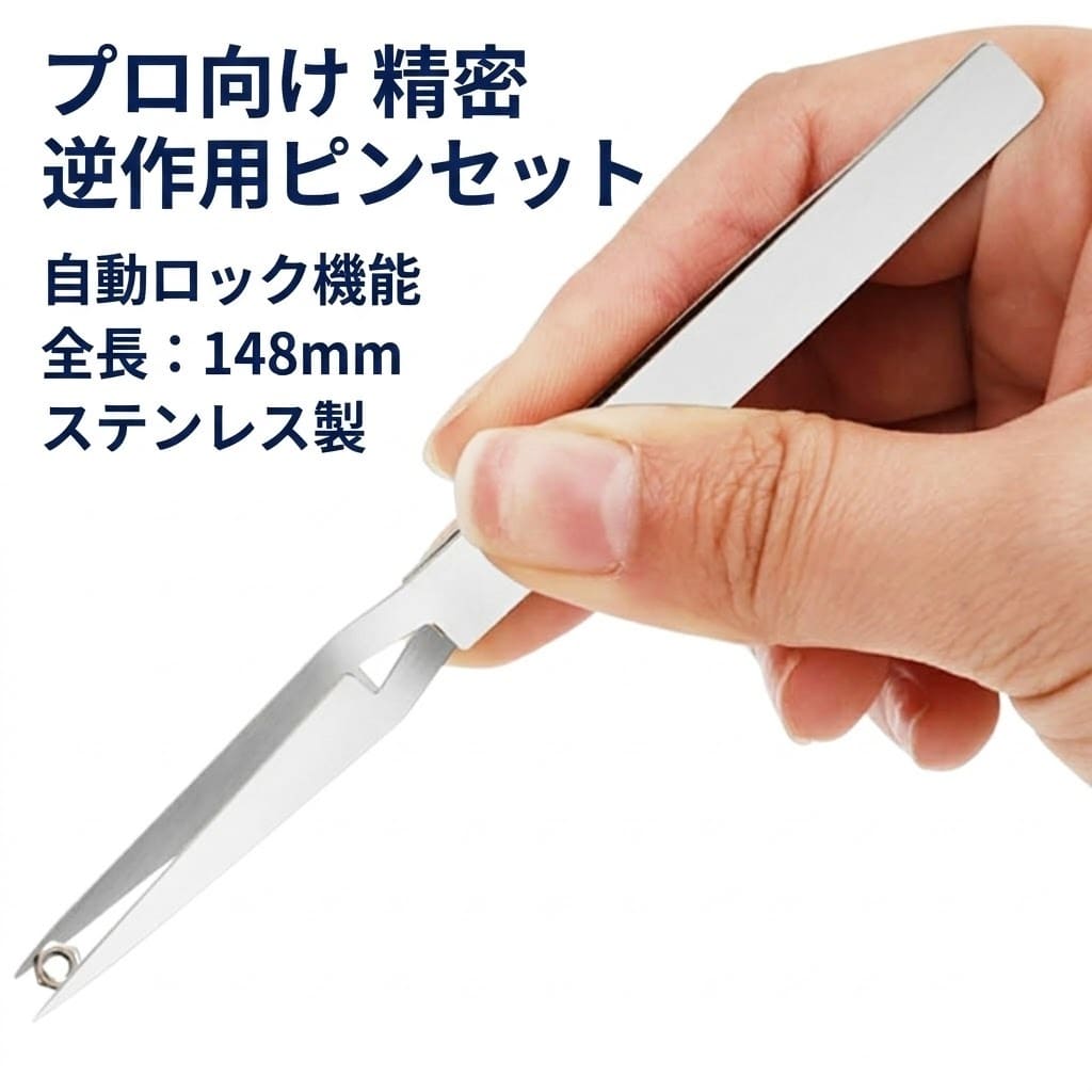Rakuten - 逆作用 逆作動 ピンセット ステンレス 148mm ストレート リバースピンセット メンテナンス 精密 ハンドツール はんだ付け ペーパークラフト 手芸 つまみ細工 ちりめん細工 プラモデル ハンドメイド