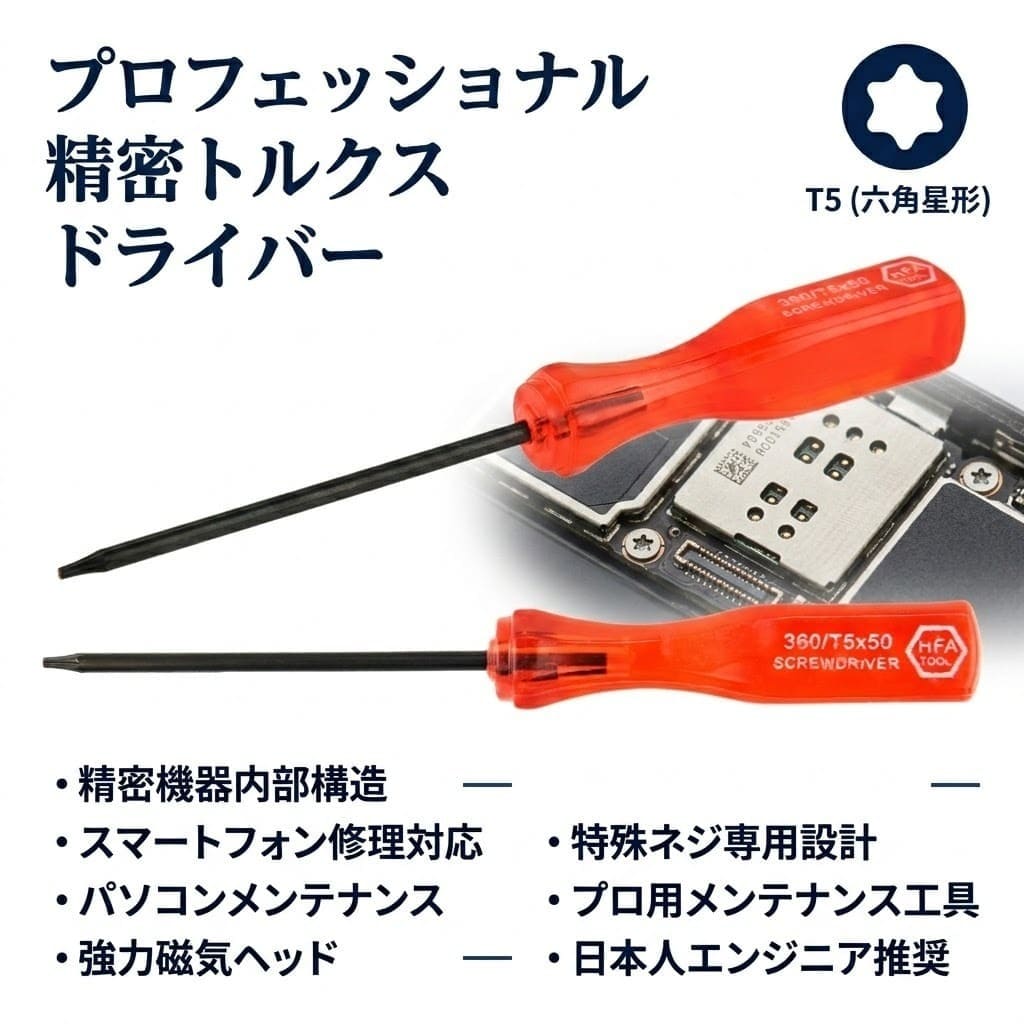 Rakuten - トルクス ドライバー T5 六角星形 特殊 精密 工具 磁気 ネジ回し スマートフォン パソコン 交換 修理 リペア メンテナンス DIY