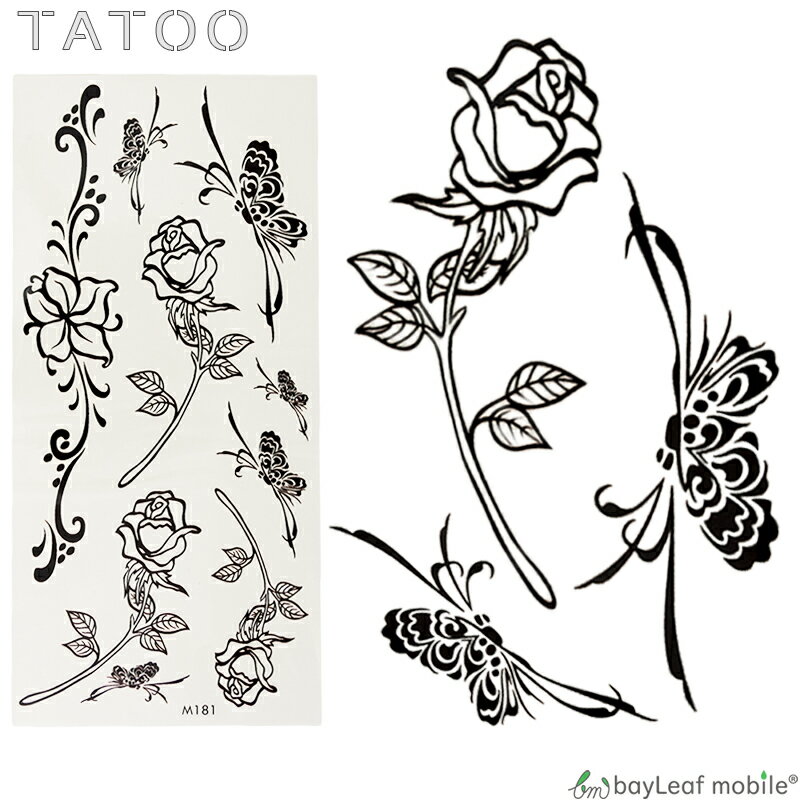 タトゥーシール タトゥー シール 3D バラ 花 防水 ボディシール ボディー ペイント ハロウィン ハローウィン TATOO 入れ墨 刺青 転写 防水 かわいい M181