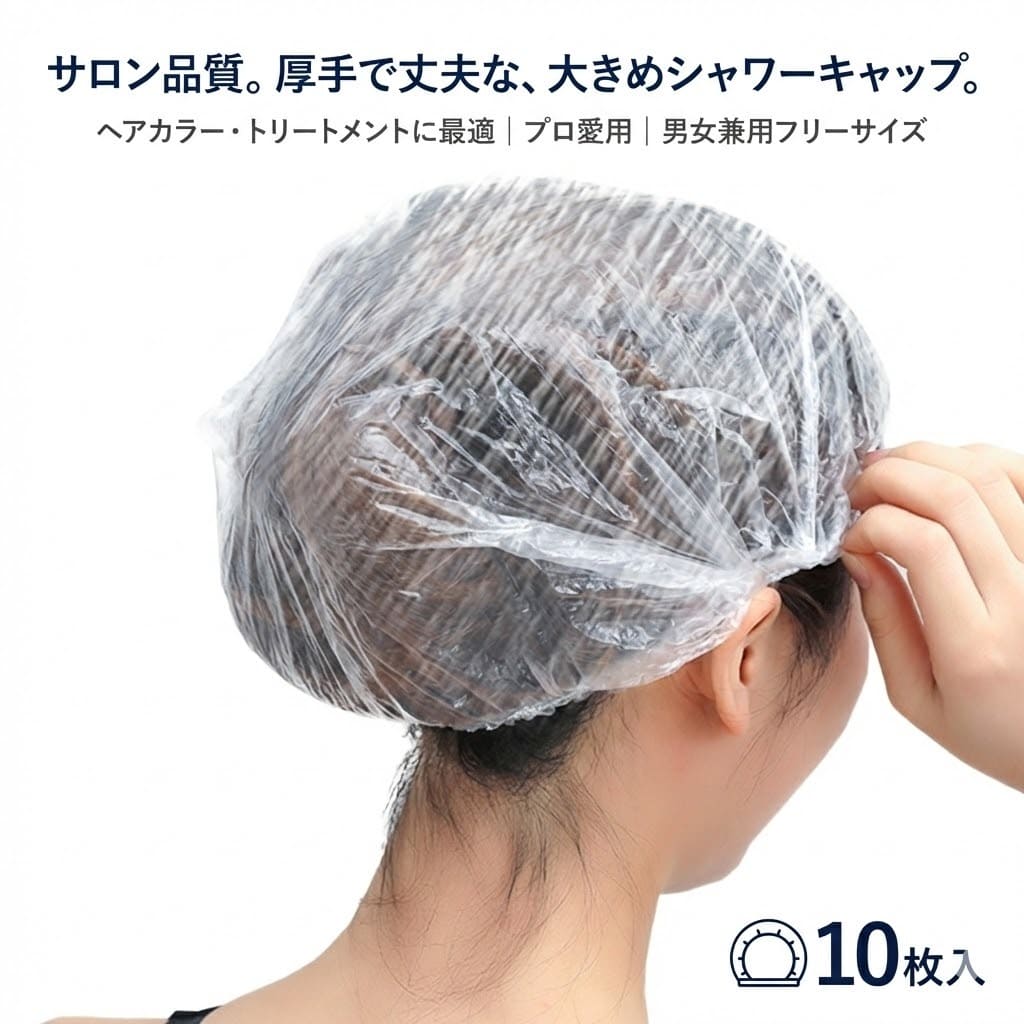 Rakuten - シャワーキャップ 使い捨て 10枚セット 半透明 個包装なし 大きめ ヘアーキャップ ヘアカラー トリートメント 髪染め 白髪染め アメニティ コンパクト エステ サロン 旅行 フリーサイズ 男女兼用