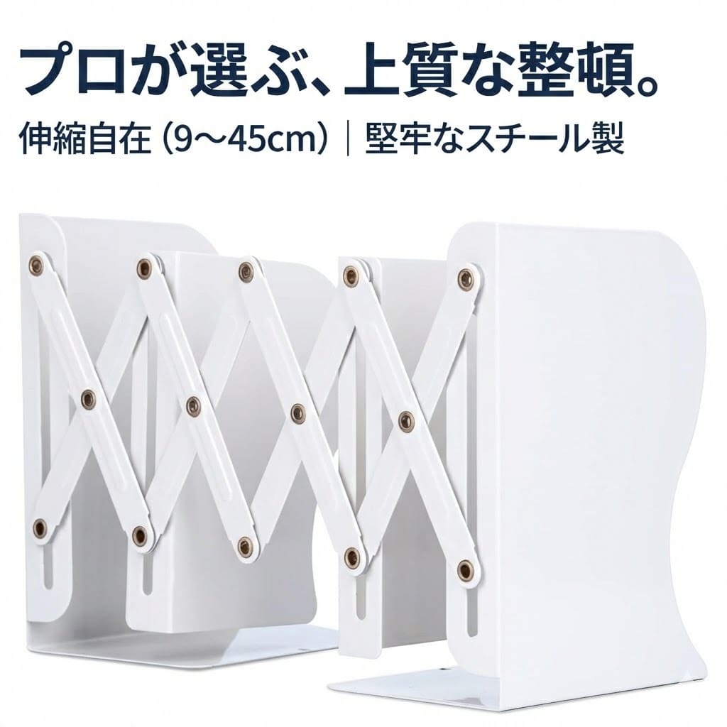 Rakuten - ブックスタンド 卓上 伸縮 伸びる 全3色 折りたたみ 倒れない ブックエンド 本立て 本棚 シンプル おしゃれ 整理 収納 机 デスク 子供 事務用品 スチール製 おしゃれ かわいい すっきり かっこいい