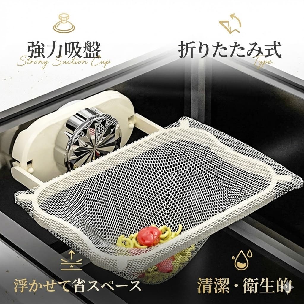 樂天商城 - 三角コーナー 水切りネットホルダー 折りたたみ 全2色 強力吸盤 ゴミ受け 生ゴミ処理 台所 キッチン シンク 雑貨 グッズ 浮かせる 省スペース おすすめ おしゃれ