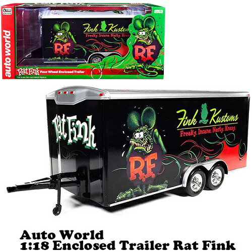 樂天商城 - ダイキャストメタル Auto World 1:18 Rat Fink Four Wheel Enclosed Trailer 【ラットフィンク】ミニカー トレーラー アメトイ アメリカン 雑貨 インテリア 置物 送料無料
