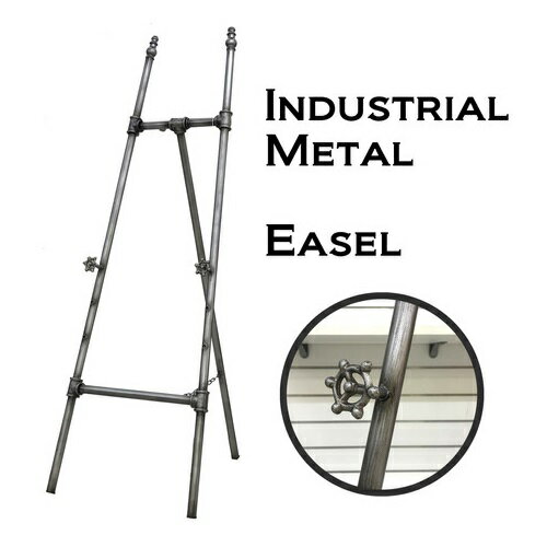 配管をモチーフ【Industrial Metal】インダストリアル イーゼル★ 斬新なデザイン！今話題の男前インテリア・水道管モチーフのイーゼルです。 3段階の位置調整ができるのでフレームのサイズに合わせて調節ができます。 お部屋をスタイリッシュに変身させてみませんか。 すっきりオシャレな部屋に早変わり！ ヴィンテージな雰囲気なので飾るだけでもインテリア性があっておすすめです。 ブルックリンテイストのお部屋には相性バツグンです★ サイズ：約W.49xD.5xH.148cm 材質：鉄 重　量：約3.5kg 生産地：中国 JAN：4538280096674 ※アンティーク仕上げの為キズっぽく見えるところもありますが良品です。