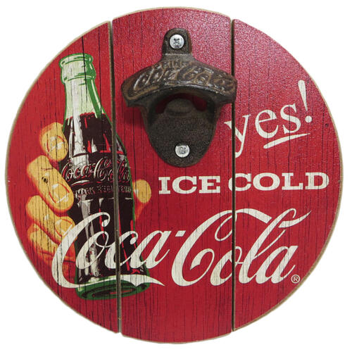 コカコーラ 8”ラウンド ボトルキャップ オープナー 壁掛け 栓抜き アメリカン カフェ コーラ インテリア アンティーク 送料無料